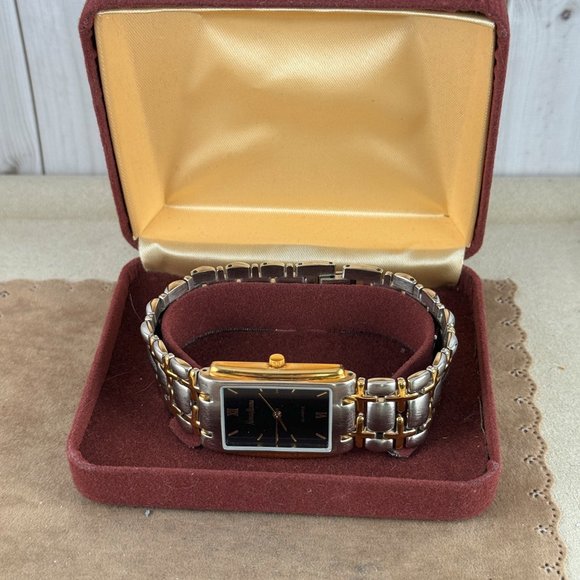 NEIMAN MARCUS Silver & Gold-Tone 8 Inch Art Deco Styled Tank Watch - Picture 9 of 9